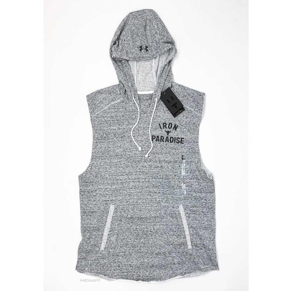 Under Armour Men’s MD & LRG Project Rock Terry Quick Dry Sleeveless Hoodie NEW